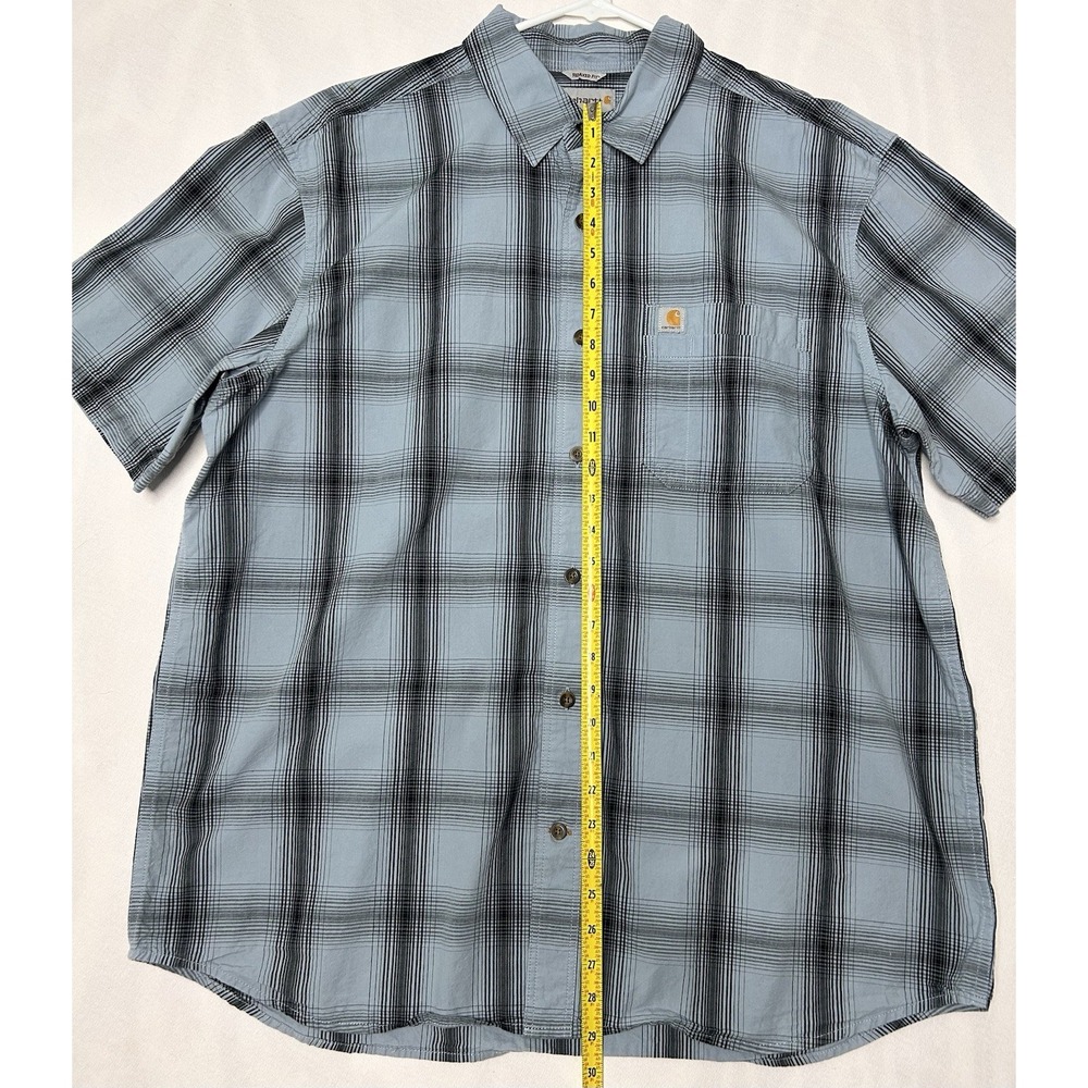 Carhartt Shirt Mens XL Blue Canvas Relaxed Fit Workwear Utility - Picture 4 of 5